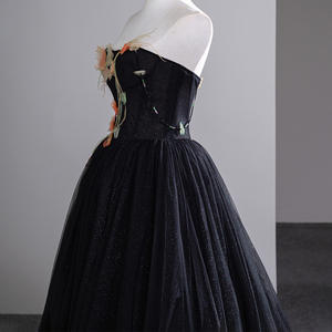 Jancember SFY87 Glitter Black Tulle Fabric Sweetheart Vestidos de fiesta de noche para mujer - Product Image 5