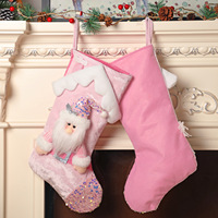 Noel Süsleri pembe Simli Kumaş Noel Baba Çorapları Çocuk Hediye Çantaları Noel Ağacı Süsü Hediye