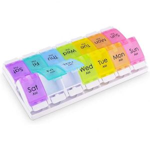Organizador de Pastillas Semanal AM PM para 7 Días, Color Arcoíris, 14 Compartimentos con Diseño de Botón de Fácil Apertura para Pastillas/Vitaminas/Aceite de Pescado - Product Image 3