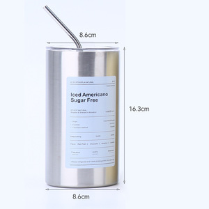 ถ้วยเก็บความเย็นสแตนเลส, ถ้วยกาแฟอเมริกาเย็นสุญญากาศสองชั้นถ้วยน้ำแบบท่อตรงแบบพกพาแก้ว304 - Product Image 5