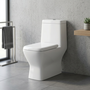 WC monobloc en céramique ivoire avec siphon en P, chasse d'eau à décharge rapide, abattant à fermeture douce, siège de toilette africain, chaise de toilette - Product Image 3