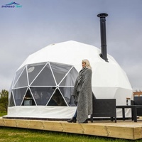 Tente dôme de luxe pour camping en plein air, igloo, verre PVC avec poteaux en aluminium, logo personnalisé, tente de camping avec salle de bain pour événements