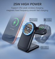 Cargador Inalámbrico Magnético de 25W 3 en 1 con Ventilador de Refrigeración, Estación de Carga de Escritorio con Certificación KC FCC CE para iPhone 16 15, Apple Watch y AirPods