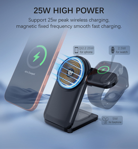 <span class=keywords><strong>Cargador</strong></span> Inalámbrico Magnético Qi2.2 de 25W, 3 en 1, con Ventilador de Refrigeración, Estación de Carga de Escritorio, Certificación KC FCC CE, para <span class=keywords><strong>iPhone</strong></span> 16 15, <span class=keywords><strong>Apple</strong></span> Watch, AirPods - Product Image 4