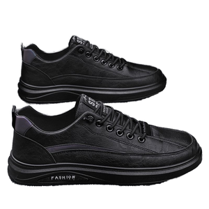 Zapatos Deportivos para Hombre Otoño, Transpirables, Impermeables, Antideslizantes, Cómodos, Modernos, Versátiles, de Cuero Negro, Casuales - Product Image 1