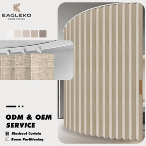 Tenda Divisoria a Fisarmonica Moderna in Lino <span class=keywords><strong>con</strong></span> Logo Personalizzato, Dimensioni su Misura, <span class=keywords><strong>con</strong></span> Binario a Soffitto e Funzione Oscurante - Product Image 1