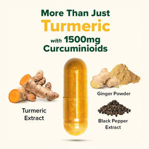 पेशेवर ग्रेड वयस्क हल्दी अदरक कैप्सूल 1500 मिलीग्राम 95% क्यूमिननॉइड एंटीऑक्सिडेंट लाभ आईएसओ प्रमाणित उत्पादन - Product Image 2