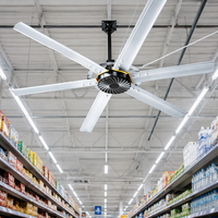 Ventilateur de plafond extérieur 24 pieds, ventilateur industriel étanche HVLS IP55 pour patio, abri de voiture, quai de chargement