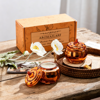 Halloween Sojawachs Aromatherapie-Kerzen Geschenkset Sternenhimmel Kürbis Becherhalter Dekoration für Zuhause und Partys