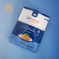 Sachet rétractable personnalisable à trois soudures latérales, étanche à l'humidité, de qualité alimentaire, résistant aux températures, pour soupes de thon et de riz prêtes à consommer