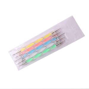 Kit d'outils de nail art double face 5 pièces : stylo à pois, fleurs, pétales, pinceau professionnel pour la conception d'ongles en salon de manucure - Product Image 1
