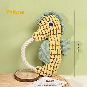 Juguete Masticable para Perros con Forma de Caballito de Mar, Juguete de Peluche Interactivo con Cuerda para Perros Pequeños y Medianos - Product Image 4