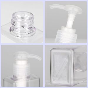 Flacon de shampooing en plastique PETG de luxe carré de 200 ml et 300 ml avec pompe blanche pour lotion corporelle, gel douche, après-shampoing, emballage cosmétique - Product Image 3