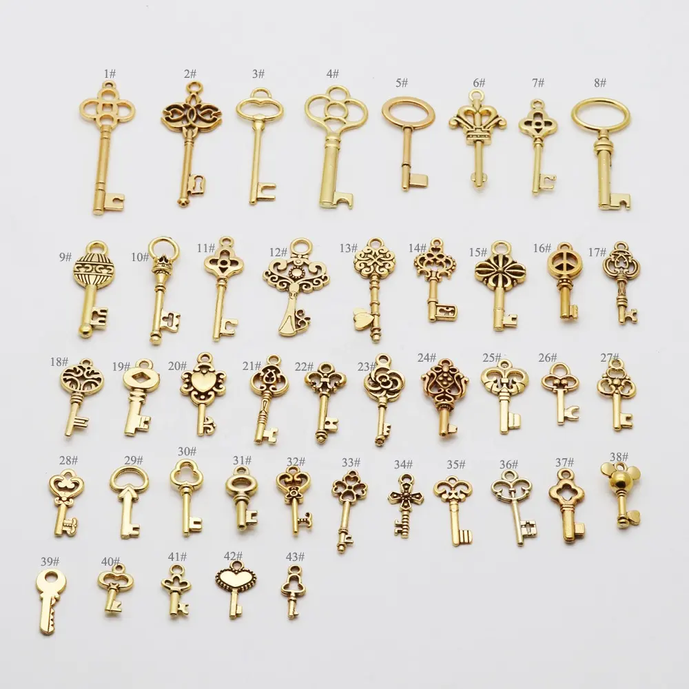 antique gold bronze brass key shape pendant for jewelry making DIY key charms pendant