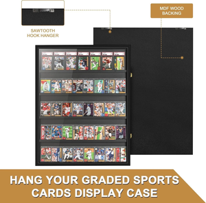 Vitrine de présentation <span class=keywords><strong>pour</strong></span> cartes de baseball, armoire murale <span class=keywords><strong>en</strong></span> <span class=keywords><strong>bois</strong></span> <span class=keywords><strong>pour</strong></span> 40 cartes de sport avec acrylique transparent, vitrine portable - Product Image 5