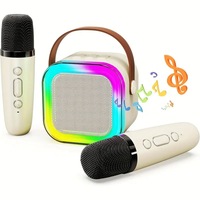 Ensemble de karaoké miniature tout-en-un K12 avec éclairage LED RVB, microphone sans fil double 5W Bluetooth, alimenté par batterie, pour les familles