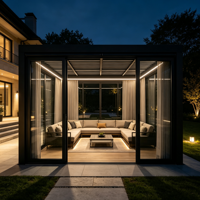Pergola carrée moderne et minimaliste en alliage d'aluminium sur mesure, avec panneaux à lamelles étanches, auvent électrique de loisirs pour jardin