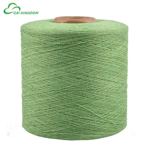 GREEN TC yarn in conical for Italian socks knitting solid color polyester cotton blended yarn