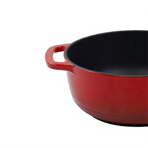 Cocotte hollandaise ronde émaillée en fonte de 23 cm, rouge, pour braiser et cuire, avec système d'auto-égouttement - Product Image 2
