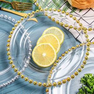 Reusable clear <b>Plastic</b> Dinner Plate Tray Equipment <b>Beaded</b> Rim Fancy Plates - Product Image 3