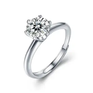 Europese Amerikaanse Luxe Diamanten Ring Vrouwen 925 Sterling Zilver Voorstel Verlovingsjuwelen Groothandel
