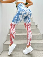 Legging de sport pour femme, taille haute élastique, effet froncé aux fesses, sans couture, tie-dye, extensible dans les quatre sens, pour yoga et fitness