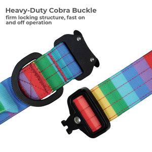 Adjustable Rainbow Plaid Tactical <b>Dog</b> <b>Collar</b> With Handle Neoprene Lining Support Personalized <b>Customization</b> - Product Image 2