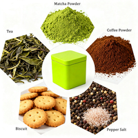 Vente en gros de boîtes de conserve métalliques carrées colorées portables de 70*70*70 mm pour le café, le thé, le matcha, les bonbons, la nourriture pour animaux, les biscuits