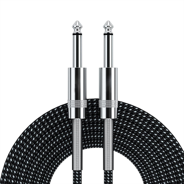 6.35mm to 6.35mm Stereo Audio Cable Nylon Braided 1/4 Inch TRS Guitar Instrument Mono Jack to 6.35mm Audio Cable for Guitar