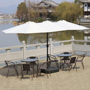 <span class=keywords><strong>Parasol</strong></span> d'extérieur moderne, grand, <span class=keywords><strong>rectangulaire</strong></span>, imperméable, en polyester, commercial, à trois têtes, colonne romaine centrale, mobilier <span class=keywords><strong>de</strong></span> patio - Product Image 3