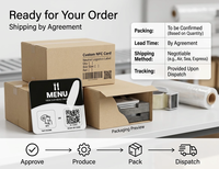 Carte de commentaires NFC personnalisée en acrylique, porte-étiquette de table, carte d'avis positif, panneau de commande par scan, porte-étiquette de table carré personnalisé [Puce 213]