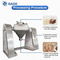 GAOK Promotion Mélangeur de poudre numérique à double cône en acier inoxydable finition miroir pour produits chimiques et alimentaires, haute productivité, énergie