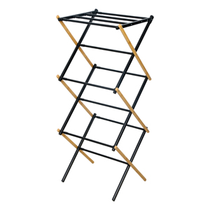 Supports de rangement pliables à 3 couches Organisateur de séchoir à linge Séchoir à linge intérieur en <span class=keywords><strong>bambou</strong></span> - Product Image 3