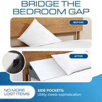 Oreiller de lit avec couverture en mélange de fibres de bambou Mousse haute densité et poche latérale pour pontage d'espace de chambre à coucher