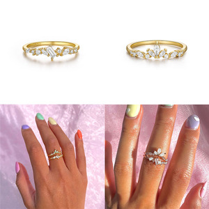 Anillo CANNER S925 de Plata de Ley con Zirconia Cúbica en Forma de Gota de Agua, Color Verde Menta y Blanco, Chapado en Oro de 18k - Product Image 6