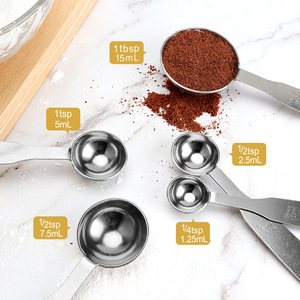 Ensemble de cuillères à mesurer en acier inoxydable, 5 pièces, lavables au lave-vaisselle, pour la pâtisserie, le café, le lait en poudre, design minimaliste - Product Image 3