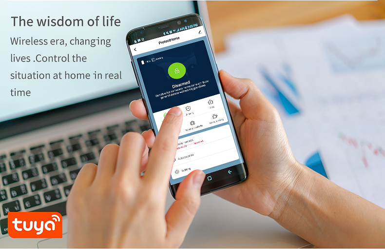 Tuya Intelligent infrared sensor door and window sensor wireless wifi/GSM home remote security anti-theft alarm system