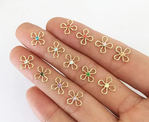 Gp 14kgf Vàng Đầy Hoa <span class=keywords><strong>Bezel</strong></span> Kết Nối 2Mm Zircon Drop Mặt Dây Chuyền Charms 14K Vàng Đầy Cho Đồ Trang Sức Vĩnh Viễn Chains Làm - Product Image 3