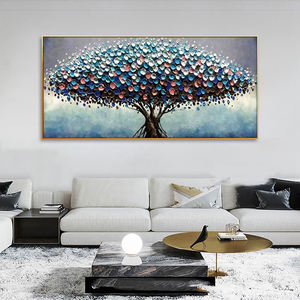 Grand <span class=keywords><strong>arbre</strong></span> fleuri peinture à l'huile sur toile Boho décoration murale décor à la maison Art 3D peinture à l'huile couteau peinture - Product Image 3