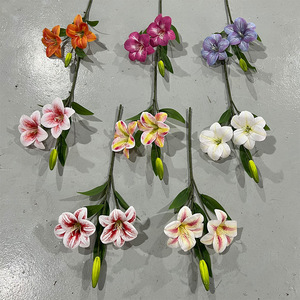 Bouquet artificiel de lys à deux têtes 3D en soie, fleur faite à la main pour la décoration de mariage et de la maison - Product Image 2
