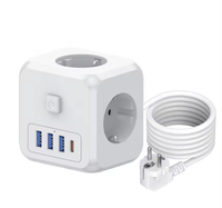 7in1 PD35W 16A 4000W 100-250V küp duvar soket ab USB avrupa fiş USB A C portları ile 3 AC çıkışları için 1.5M tel kablo