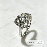 Bagues en laiton plaqué platine, pierres étincelantes élégantes pour les fêtes d'anniversaire, les mariages, les anniversaires de mariage, bijoux de mode, cadeaux