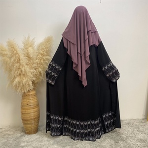 1431B #   Abaya ChaomengFashion Dubaï 2024, luxe, papillon argenté, diamant, abaya ouverte, cardigan, vêtements islamiques pour femmes musulmanes, kimono - Product Image 2