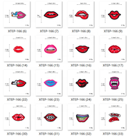 Patch bordir panas bibir baru penjualan laris desain pola bibir indah kustom besi bordir pada Patch
