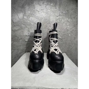 Canlin Black Genuine Leather Waterproof Platform Lace-Up Walking <b>Boots</b> for <b>Women</b> Anti-Slip Rubber Sole Gothic Streetwear - Product Image 5