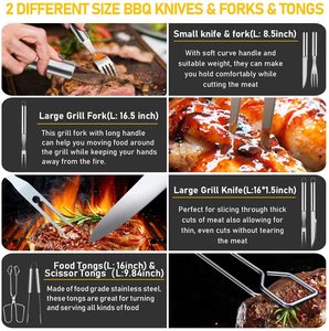 Juego de Herramientas de <span class=keywords><strong>barbacoa</strong></span> de acero inoxidable, herramientas profesionales para asar, jardín, 34 Uds. - Product Image 4