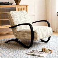 Fauteuil individuel de loisirs BTSC005 avec accoudoirs, surface en tissu confortable, coussin en éponge haute densité, structure en acier, pour salon