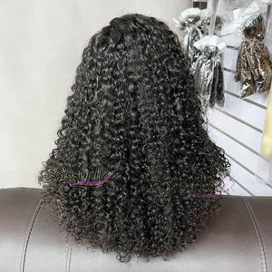 Couleur naturelle pour une beauté intemporelle, optez pour des perruques en cheveux humains de 18 pouces, bouclées pixie, fermeture en dentelle 5*5 - Product Image 2