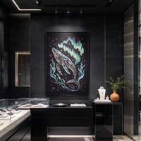 Tableau tapisserie tête d'ours sauvage doré luxe design original, broderie tissée cadre décoration hôtel