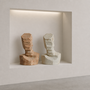 Statue de <span class=keywords><strong>buste</strong></span> en céramique abstraite géométrique Wabi-Sabi, vase de table, sculpture artisanale écologique - Product Image 4